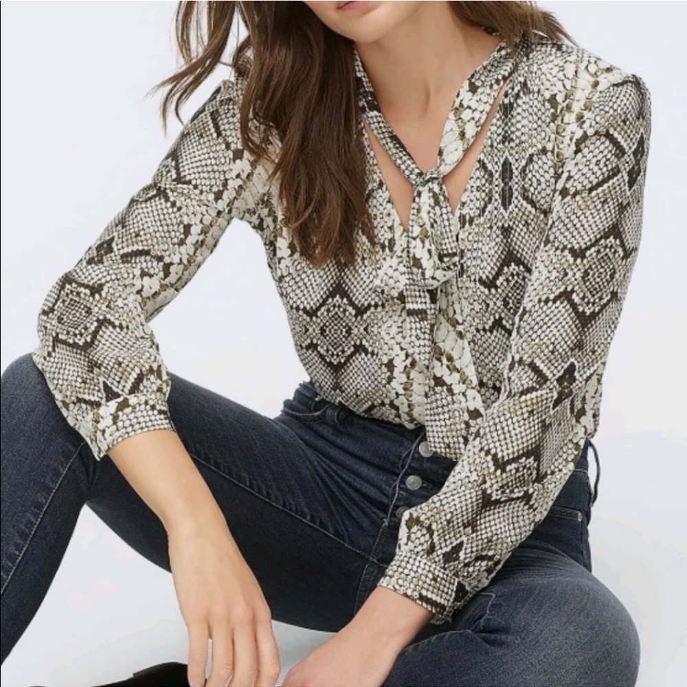 J Crew Snake Python Button Down Shirt Pussybow - image 6